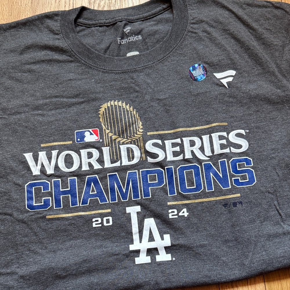 Fanatics Gray Dodgers World Series Champions Tee